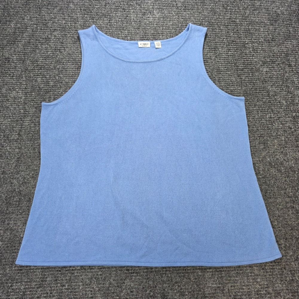 Cato Knit Tank Top Women's Size 22/24W Blue Shell Sleeveless Scoop Neck Plus